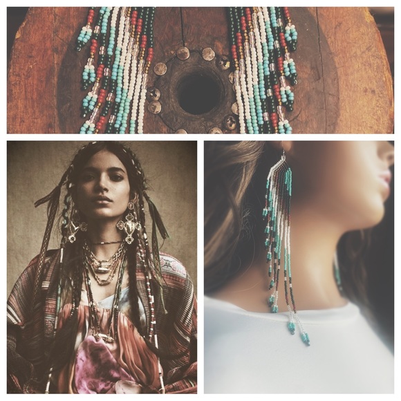 Artisan Crafted Beaded Bohemian Dusters | Long Multi-Tone Fringe Earrings - Picture 5 of 11